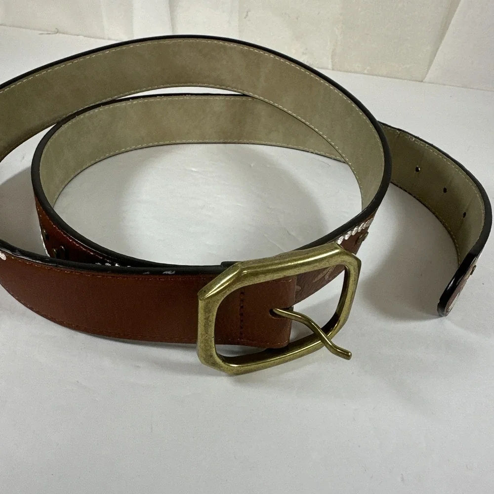 Womens Time and Tru Size XL Brown  Stud Embroidery Dress Casual Belt
